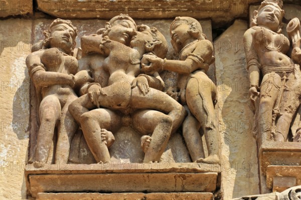 Khajuraho, UNESCO World Heritage Site, Madhya Pradesh, India, Asia, Erotic scenes carved in stone,