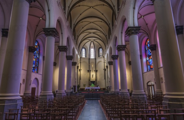 Ixelles, Brussels Capital Region, Belgium, 10 16 2019 Purple interior design of the gothic