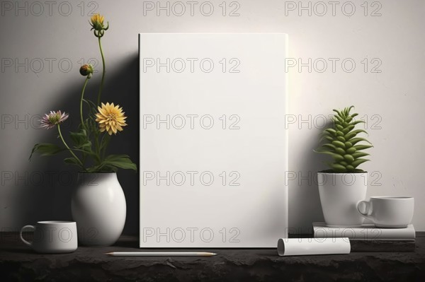 Home interior poster mock up with vertical frame, wall mockup interior. Wall art. 3d rendering, 3d