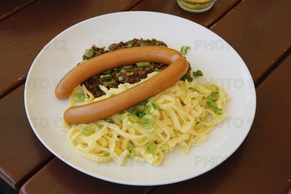 Swabian cuisine, traditional cuisine, home cooking, typical Swabian, hearty, lentils with spaetzle