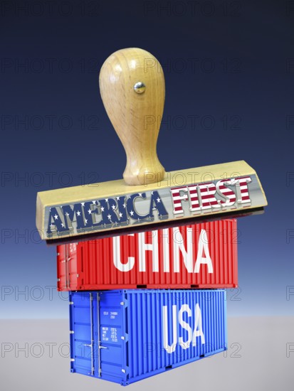 Symbolic image, free trade, USA, China, America first, Donald Trump, impending tariff, punitive