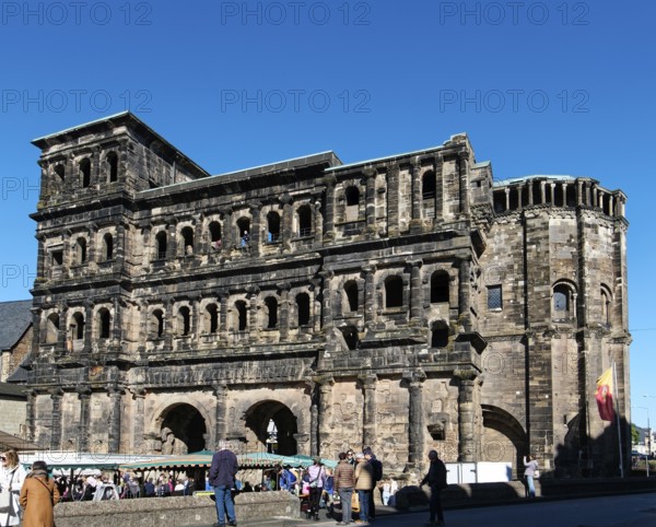 Porta Nigra on Porta Nigra Square. The building is part of the UNESCO World Heritage Roman