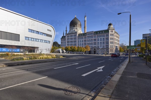 Yenidze tobacco factory, BallsportARENA Dresden, oriental buildings, modern architecture, historic