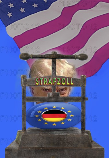 Symbolic image, EU and Germany under political pressure, industry, Donald Trump, tariff threats,
