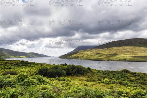Killary Harbour, fjord, rain clouds, Connemara National Park, Galway, Wild Atlantic Way, Ireland,