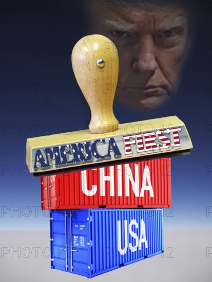 Symbolic image, free trade, USA, China, America first, Donald Trump, impending tariff, punitive