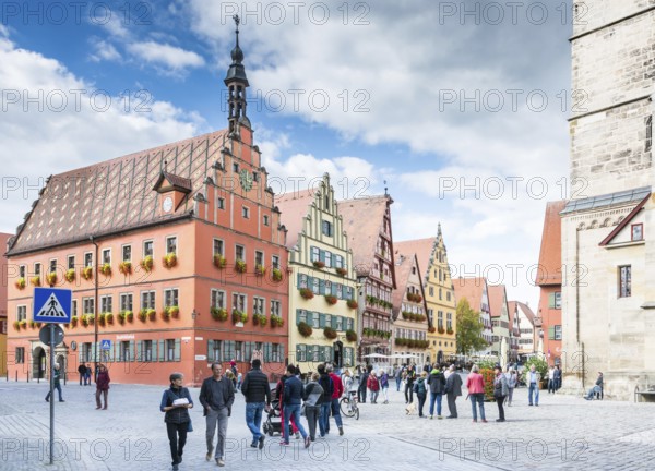 DINKELSBUEHL, GERMANY - SEPTEMBER 27: Tourists in the old town of Dinkelsbuehl, Germany on