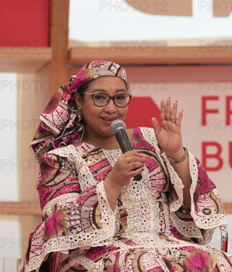 FRANKFURT AM MAIN, Germany, October 20 2023: Djaïli Amadou Amal (*1975, author) on stage at the