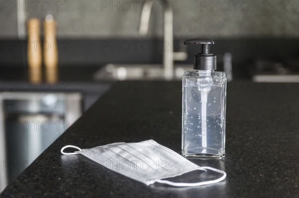 Coronavirus prevention medical surgical masks and hand sanitizer gel for hand hygiene corona virus
