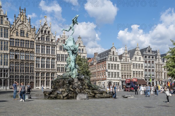 Antwerp, Belgium, July 28, 2016: The Grote Markt of Antwerp. It is located in the heart of the old