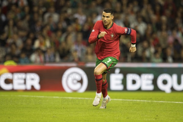 Football match, captain Cristiano RONALDO CR7 Portugal in spurt to the left with concentrated look,