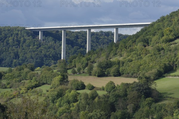 Kochertal bridge near Braunsbach-Geislingen, motorway bridge, Kochertal, Kocher, Bühlertal, Bühler,