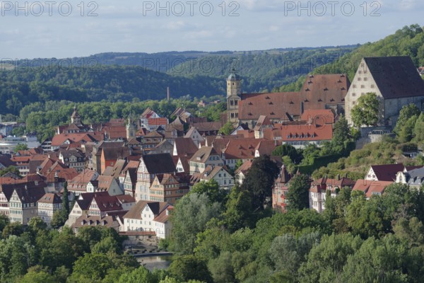 Town view, view of St Michael and the new building hall in Hall's old town, St Michael's Church,