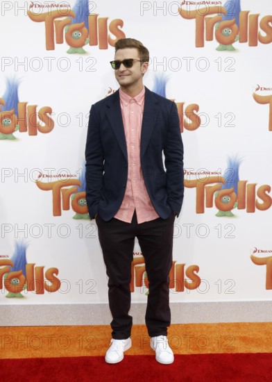 Justin Timberlake at the Los Angeles premiere of 'Trolls' held at the Regency Village Theatre in