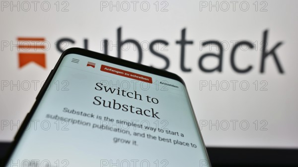 Stuttgart, Germany, 12-19-2022: Mobile phone with webpage of US subscription company Substack Inc.