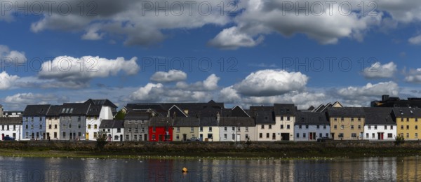 Galway, Ireland, 28 July, 2022: view of the River Corrib and the Long Walk Street with its colorful