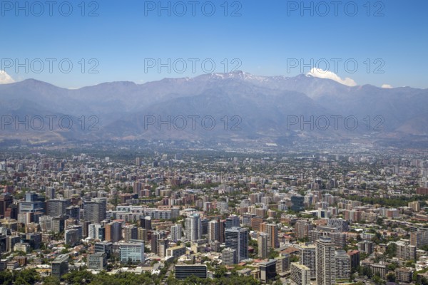 Santiago de Chile, Chile, November 28, 2015: Skyline as seen from the Cerro San Cristobal, South