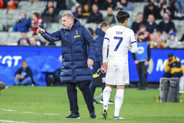 MELBOURNE, AUSTRALIA, MAY 22: Ange Postecoglou of Tottenham Hotspur shouts instructions to his