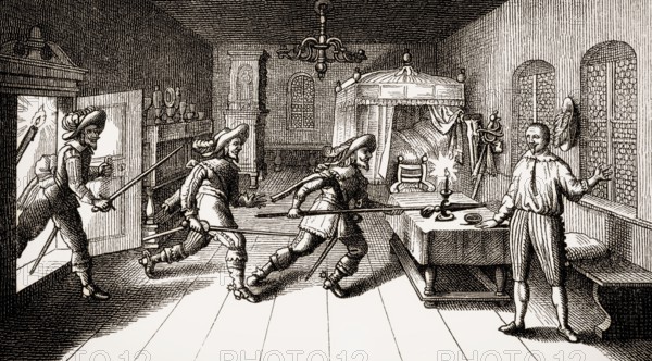 Killing of Albrecht von Wallenstein, 1583 - 1634, commander of the imperial forces in the Thirty