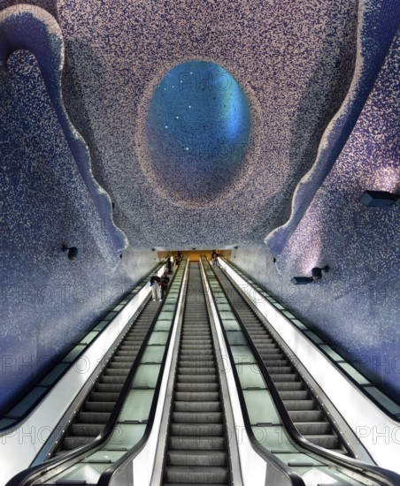 NAPLES, ITALY, MAY 06, 2022, Modern design of the Toledo metro station in downtown Naples, Italy,