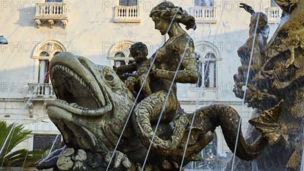 Piazza Archimede, Fontana di Diana, Diana Fountain, Baroque fountain sculpture of a woman on a