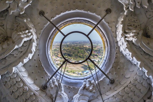 View from the inside of the head of the Guan Yin (Goddess of Mercy) statue at Wat Huay Pla Kang