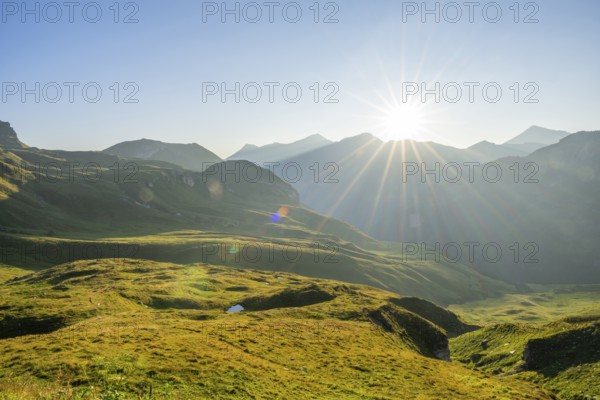 Sunrise in the Mountains at Hochalpenstraße, view from Fuscher Lacke, Pinzgau, Salzburg, Austria,