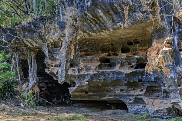 Cave entrance and rock formation in the Lapinha da Serra region in the state of Minas Gerais,