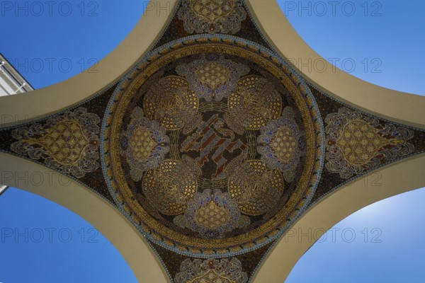View of the mosaic in the pavilion at the entrance to the exhibition building, Mathildenhöhe,