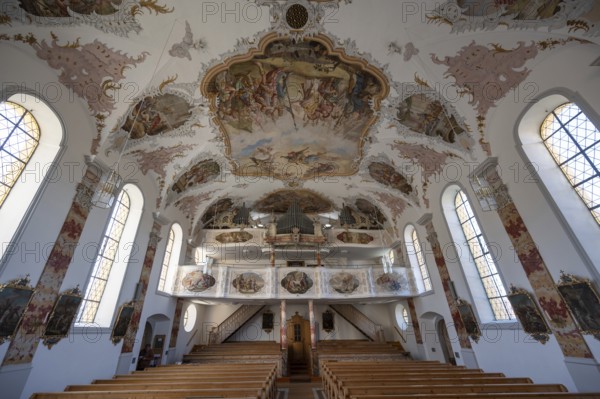 Organ loft of the baroque church of St Peter and Paul, Thalstr .31, Peterstahl, Oy Mittelberg,