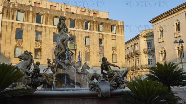 Piazza Archimede, Fontana di Diana, Diana Fountain, Baroque fountain with sculptures of horses and