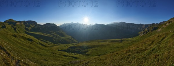 Sunrise in the Mountains at Hochalpenstraße, view from Fuscher Lacke, Pinzgau, Salzburg, Austria,