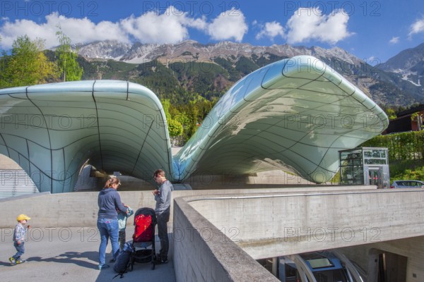 Mountain station of the Hungerburg cable car designed by architect Zaha Hadid, Innsbruck, Inntal,