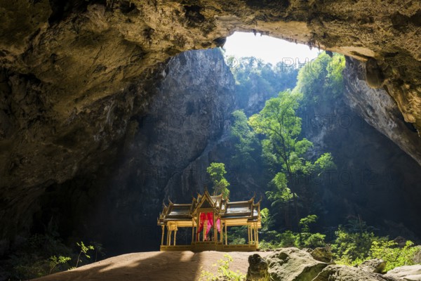 Temple in a stalactite cave, Phraya Nakhon Cave, Khao Sam Roi Yot National Park, Hua Hin, Prachuap