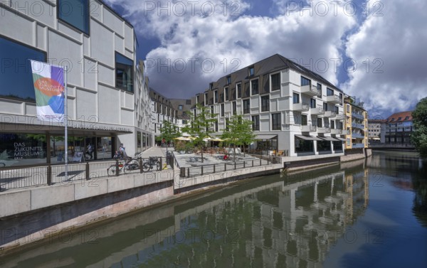 Future museum and flats, in front of the Pegnitz, Nuremberg, Middle Franconia, Bavaria, Germany,