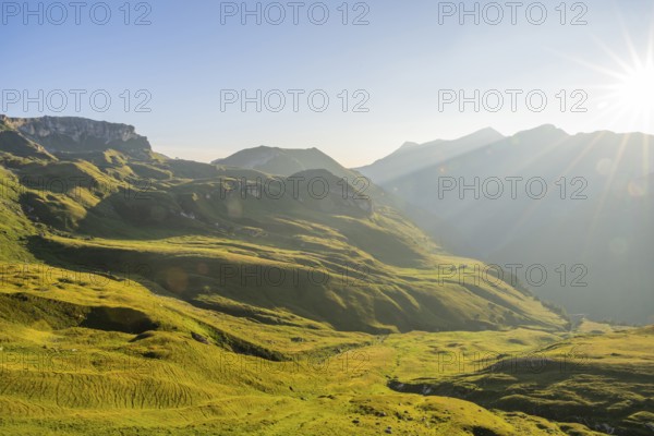 Sunrise in the Mountains at Hochalpenstraße, view from Fuscher Lacke, Pinzgau, Salzburg, Austria,