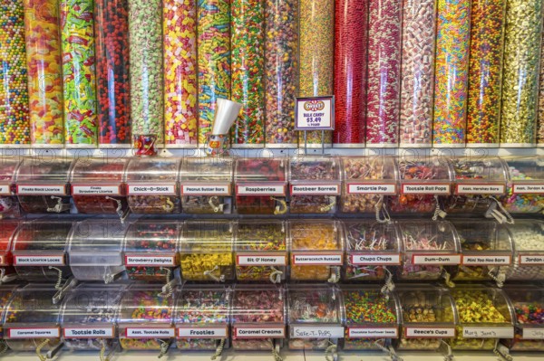 Display of candies in the Sweet! candy store at The Island recreation center in Pigeon Forge,