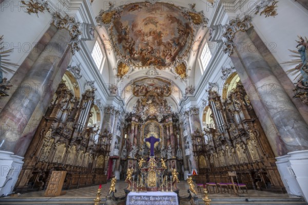 Chancel of the baroque Basilica of St Alexander and Theodor, Ottobeuren Monastery, Ottobeuren,