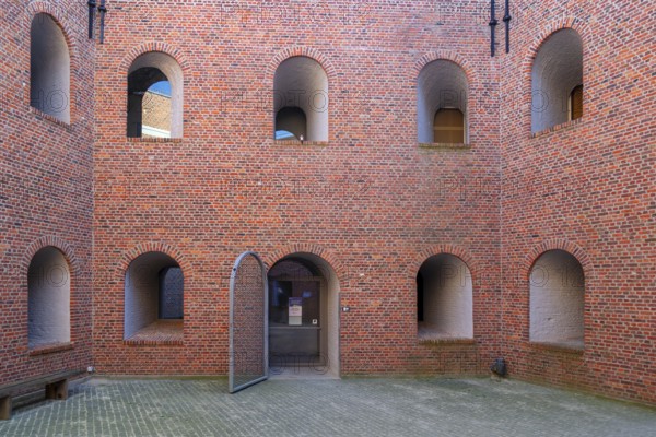 Pentagonal inner court at Fort Napoleon, polygonal fort of the Napoleonic era in the dunes at