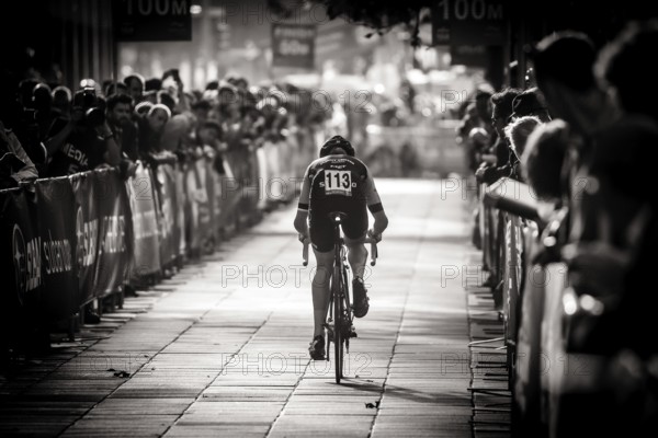 MELBOURNE, AUSTRALIA, FEBRUARY 3: Nicholas Woods of St George Merida Cycling Team competing in the