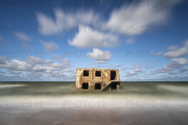 Liepaja, Lithuania - 21 August, 2021: ruins of Karosta Fort military defenses in the Baltic Sea on
