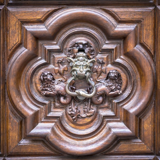 Detail of the Devil Door in Turin, Italy. Located in Via Vittorio Alfieri, dated around 1850. The