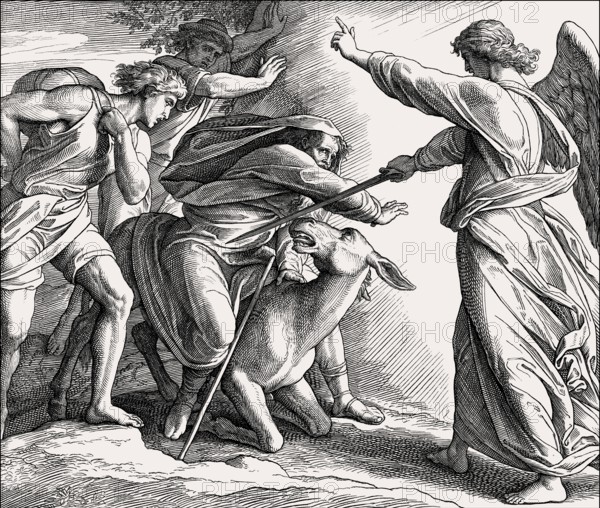 Balaam and the angel, Balaam's Donkey, Old Testament, by Julius Schnorr von Carolsfeld, 1860