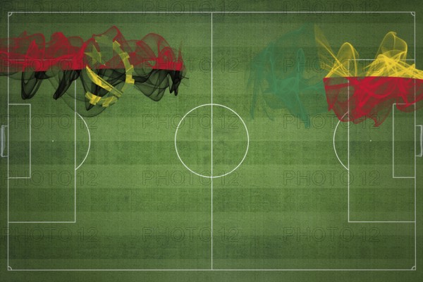 Angola vs Benin Soccer Match, national colors, national flags, soccer field, football game,