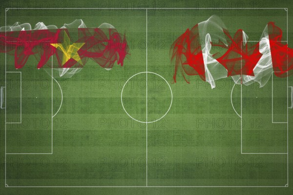 Suriname vs Canada Soccer Match, national colors, national flags, soccer field, football game,