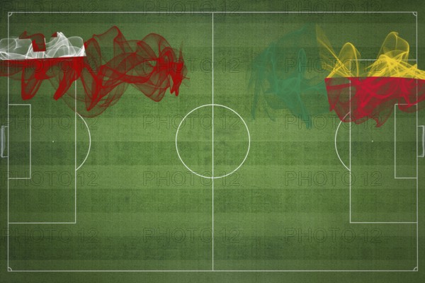 Tonga vs Benin Soccer Match, national colors, national flags, soccer field, football game,