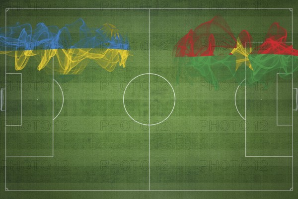 Rwanda vs Burkina Faso Soccer Match, national colors, national flags, soccer field, football game,