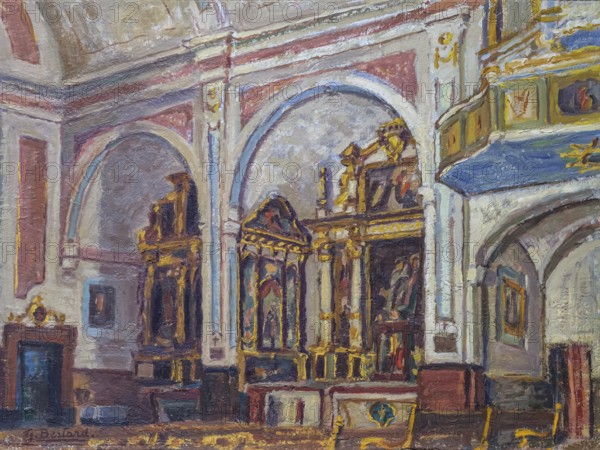 Guillem Bestard, Interior esglesia del Roser, oil on canvas, pollensa museum, Majorca, Balearic