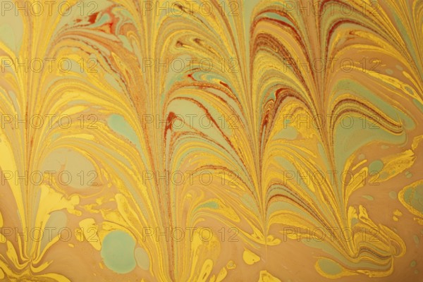 Beautiful abstract art of Ebru marbling painting techniques on water with paints