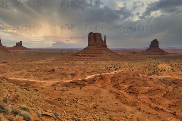 Monument valley dramatic landscape. Colorado Plateau on the Arizona Utah border in the United